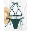 Summer Dark Green Mature Camisole Bikini Set for Swimming and Beach Photo Shoot for Women