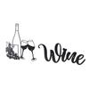 Wine Theme Wall Decor Modern Innovative Decorative Hollow Out Iron Art Metal Wine Wall Decor for Living Room Black