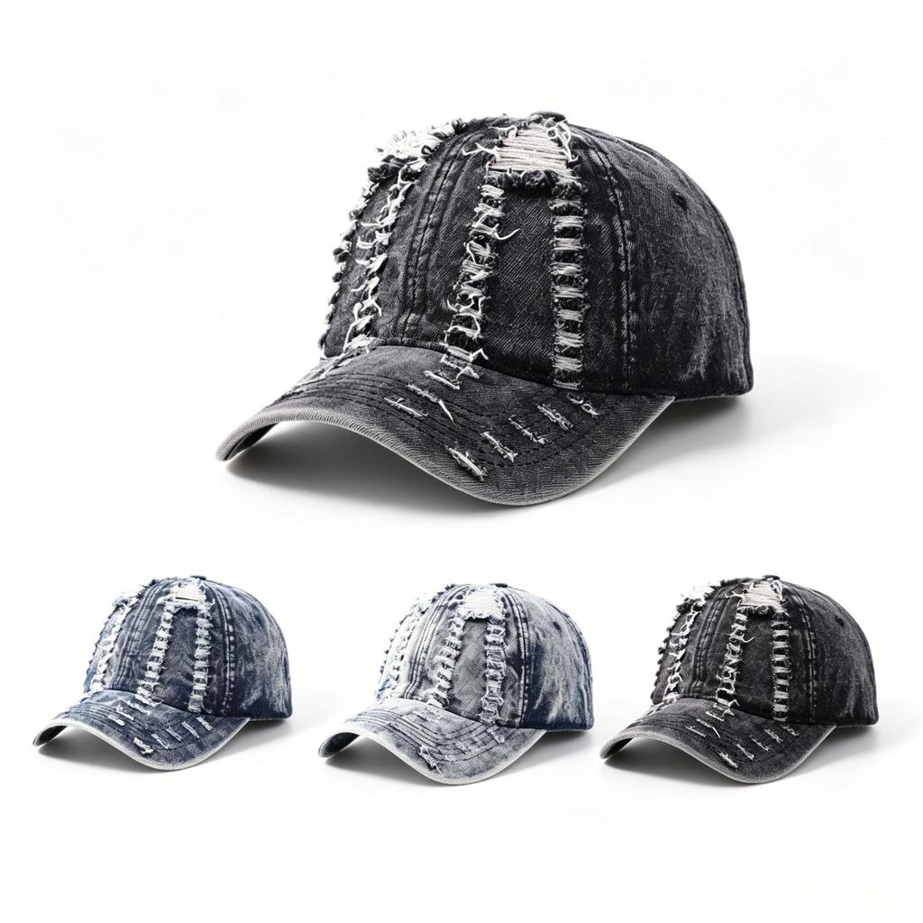 Old Hole Baseball Cap Women's Sunshade Sunscreen Versatile Face Small Light Board Washed Denim Hole Denim Cap