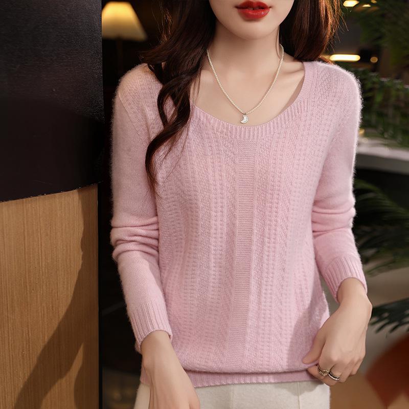 2026 Women's V-Neck Pure Wool Autumn/Winter Slimming Knitted Sweater