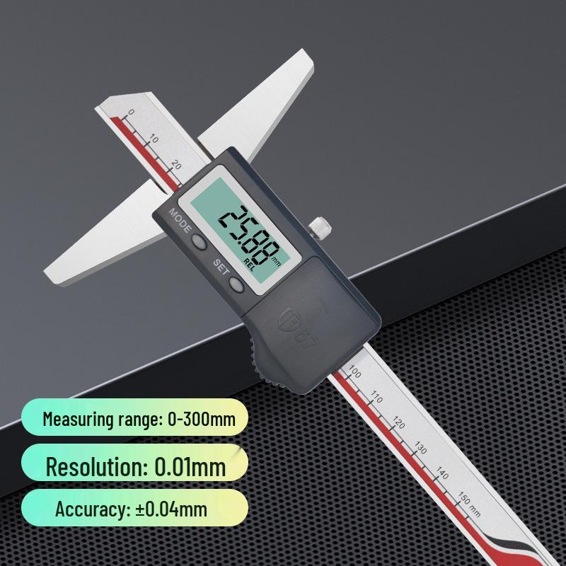High Precision Electronic Digital Depth Gauge with Single Hook, 0-150/200/300mm.