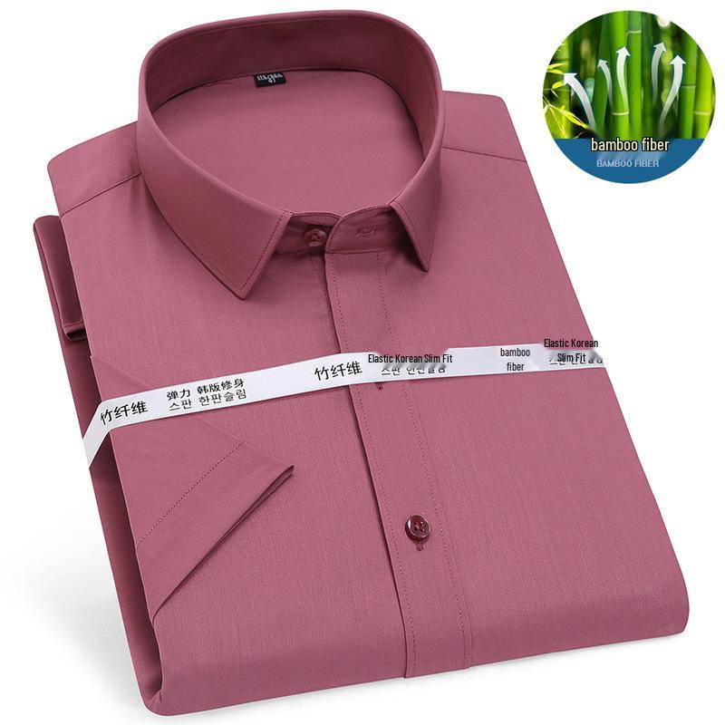 Golden Shield Men's Short Sleeve Bamboo Fiber Non-Iron Business Shirt