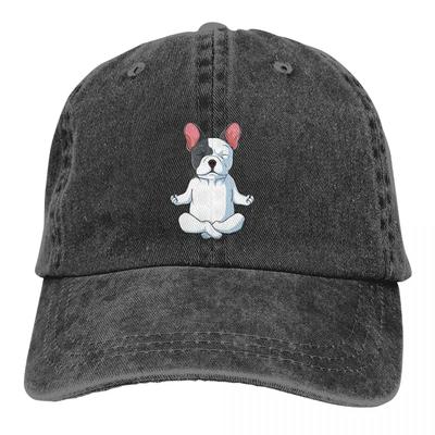 Washed Men's Baseball Cap Funny To Meditate Trucker Snapback Caps Dad Hat French Bulldog Frenchie Dog Golf Hats