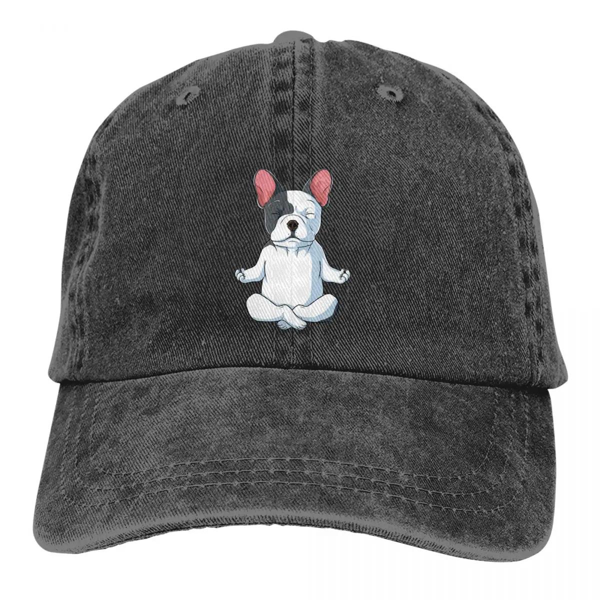 

Washed Men s Baseball Cap Funny To Meditate Trucker Snapback Caps Dad Hat French Bulldog Frenchie Dog Golf Hats Adjustable