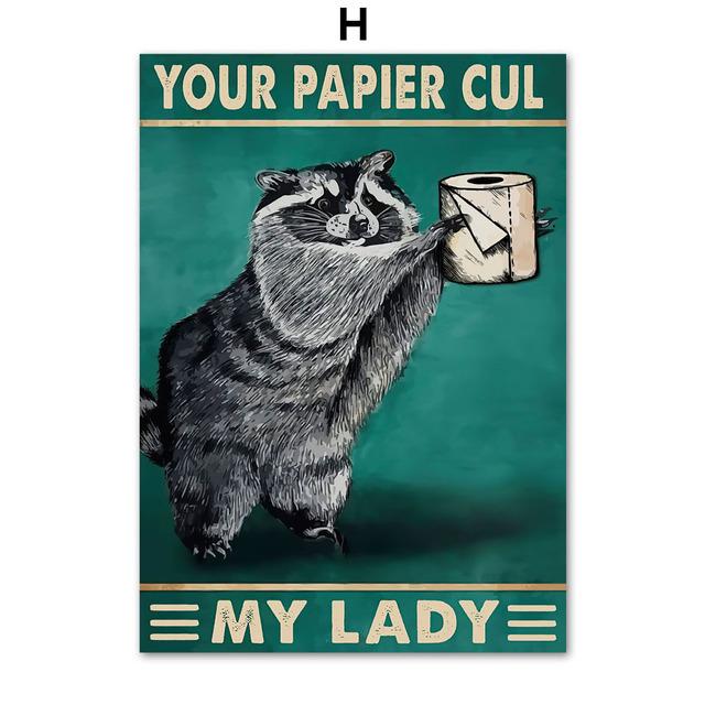 Your Butt Napkins My Lord Dear Toilet Paper Poster Print Animal Frog Kangaroo Black Cat Wall Art Canvas Painting Bathroom Decor No Frame