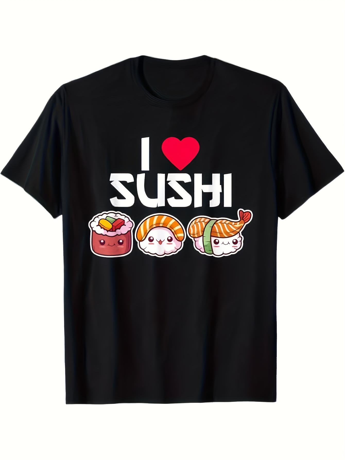 

Womens Y2K Sushi Graphic TShirt Cute Sushi Roll Heart Design Cartoon Printed Casual Streetwear Short Sleeve Women Top Clothing S