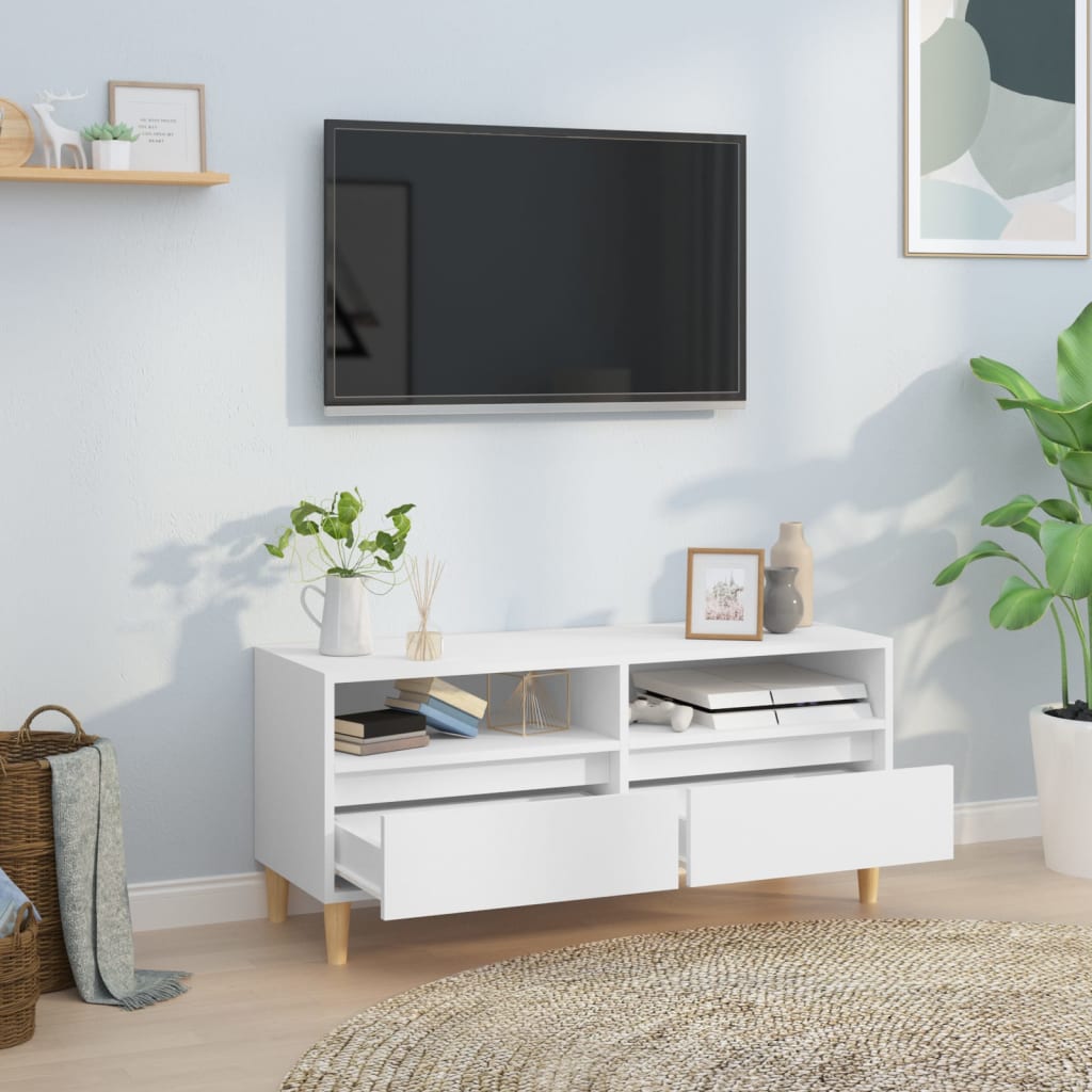 Vidaxl Szafka Pod Tv, Biała, 100X34,5X44,5 Cm, Materiał Drewnopochodny