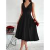 JPNTKY Fashion Summer Spring Solid Color Print Sleeveless V-Neck Casual Dresses