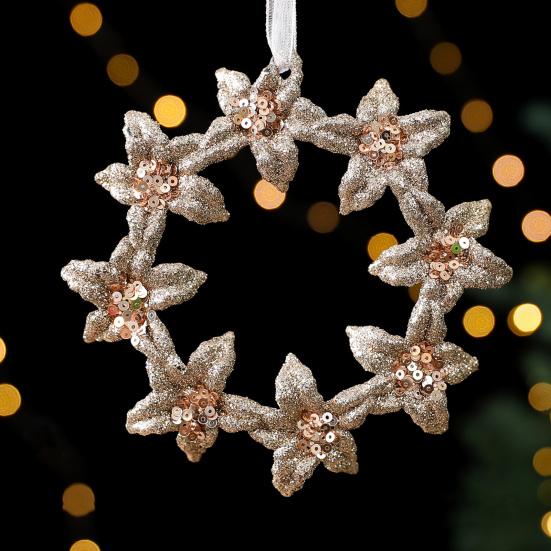 Glitter Sequins Christmas Ornament Champagne Ballerina Dancer/Snowflake/Butterfly Hanging Decoration for Xmas