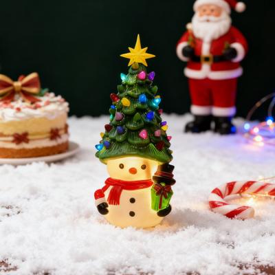 Yousheng Christmas Cartoon Snowman Ornament USB Powered Glowing Xmas Tree Topper Snowman Figurine Home Office Holiday Party Decoration