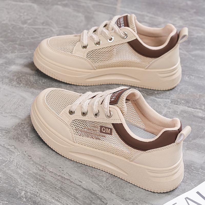 

Туфли женские 2025 новые летние туфли из тонкой сетки полые дышащие маленькие белые туфли на толстой подошве универсальные повседневные спортивные туфли для сноуборда 40 коричневый