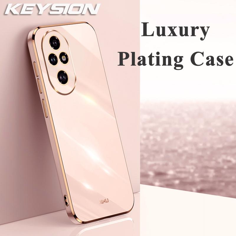 KEYSION Luxury Plating Case for HONOR 200 Pro 5G Soft TPU Silicone Square Shockproof Phone Back Cover for Huawei Honor 200 5G