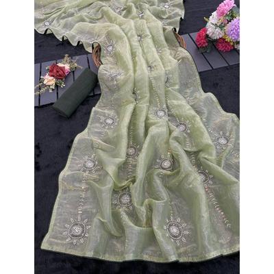 Premium Soft Kerala Silk Fabrics Beautiful 5 Mm Sequins Coding  with *khatli Bits Work* All Over SAREE’s and Piping Border.