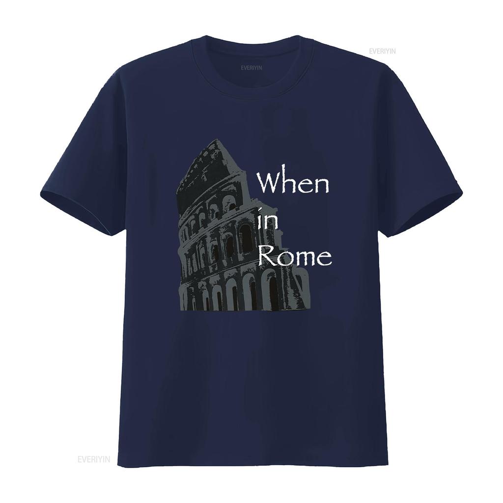 When In Rome Colosseum T Shirt Vintage Washed Unisex Stretched Versatile Breathable Comfortable Casual Homme Graphic