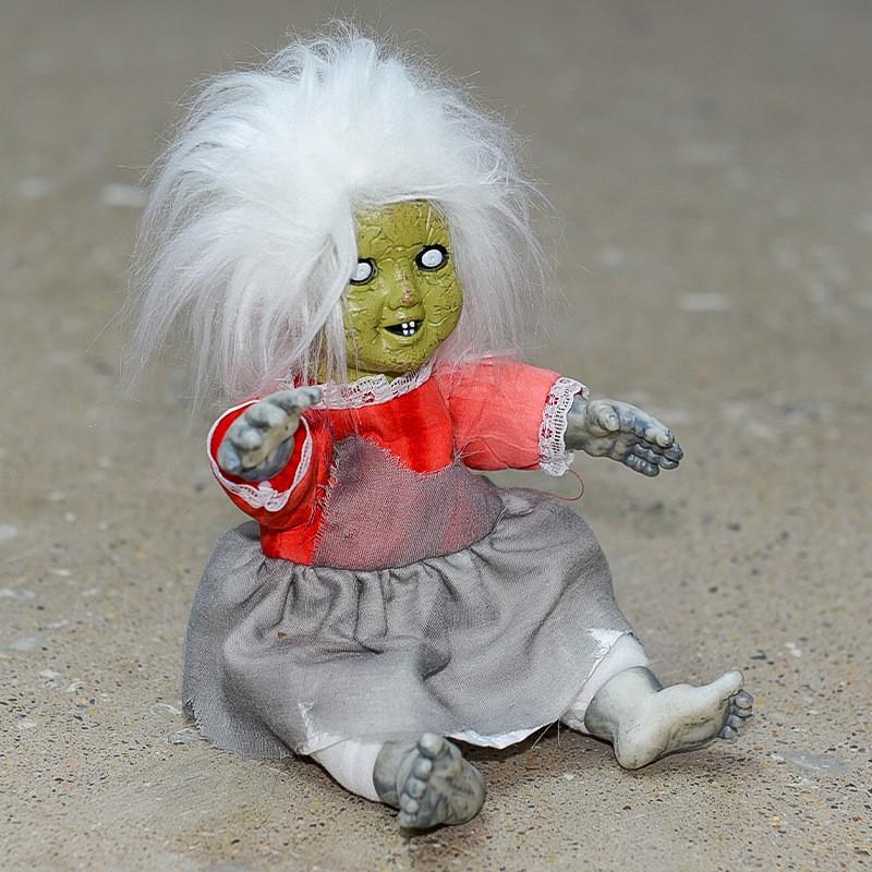 Halloween Scary Sitting Ghost Doll With Motion Sensor LED Light Sound Effect Party Decor
