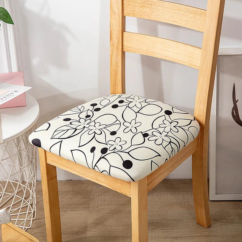 Stretch Printed Chair Seat Cushion Covers For Dining Room Chair Cover For Wedding Banquet Seat Chair Slipcover Home Decor
