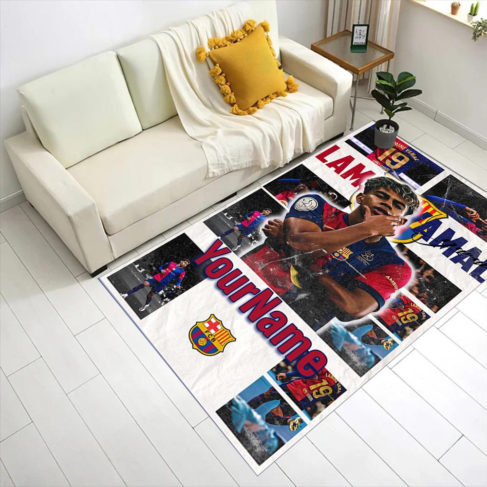 Green Sports Poster Design Customizable Name Area Rug Suitable for Bedrooms Hallway Entryway Outdoor Antislip Carpet Anime Office Decor