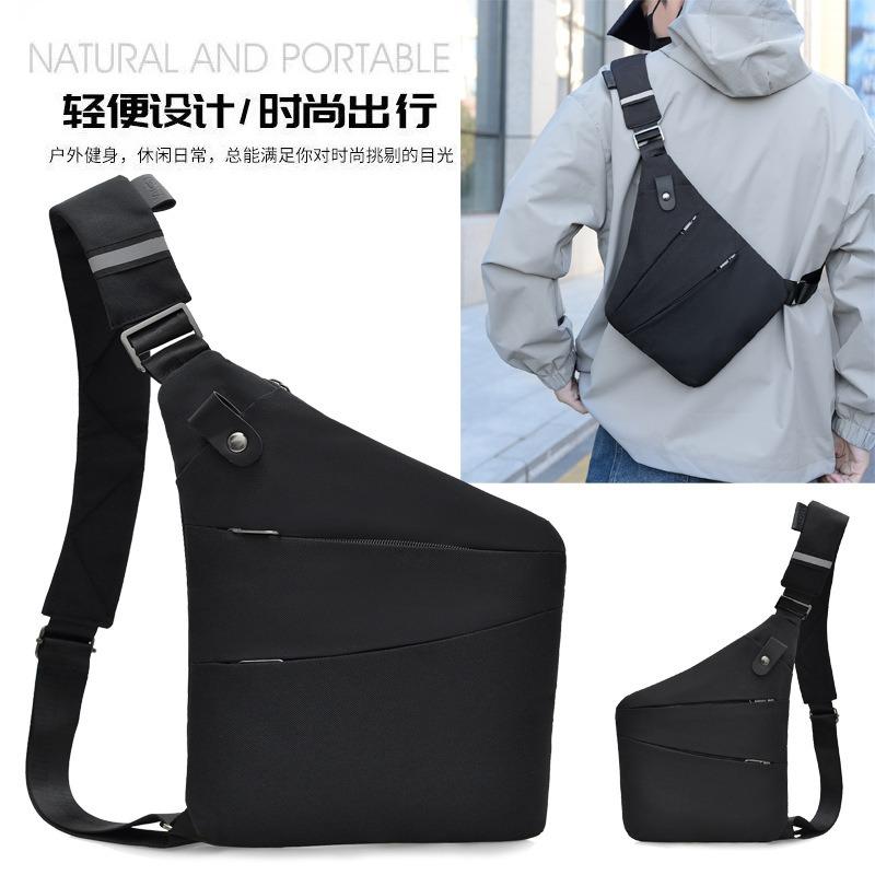Multifunctional fashion breast bag men's Oxford cloth light and portable shoulder bag simple casual large capacity messenger bag