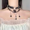 Gothic Black Spider Pendant Necklace for Women Vintage Rivet Pu Leather Choker Chain Punk Cool Y2K Charms Halloween Jewelry Gift