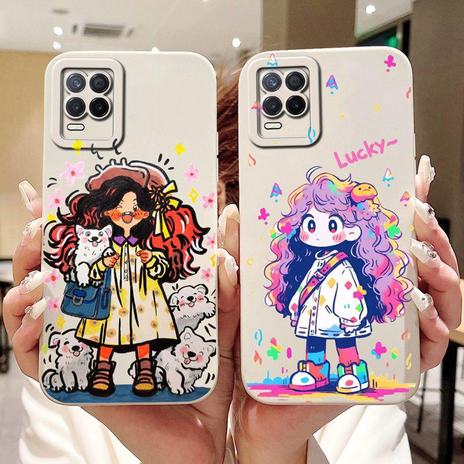 Pour Realme 8 5G Belle Coque de Téléphone Imprimée Fleurs Papillons Pour Realme V13 5G Realme8 RMX3241 Coques Souples en Silicone Gel