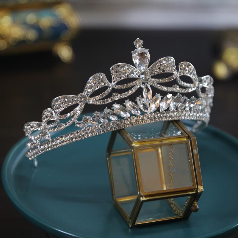 New Bow Bride Wedding Crown Tiara Crystal Crown Tiara Hair Accessories Main Wedding Accessories