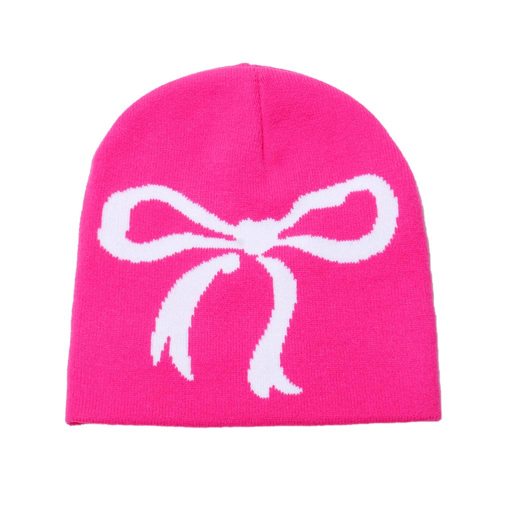 2025 New Trendy Brand Bow Knitted Hat Brimless Cap Casual Versatile Winter Hat Cold Hat Women