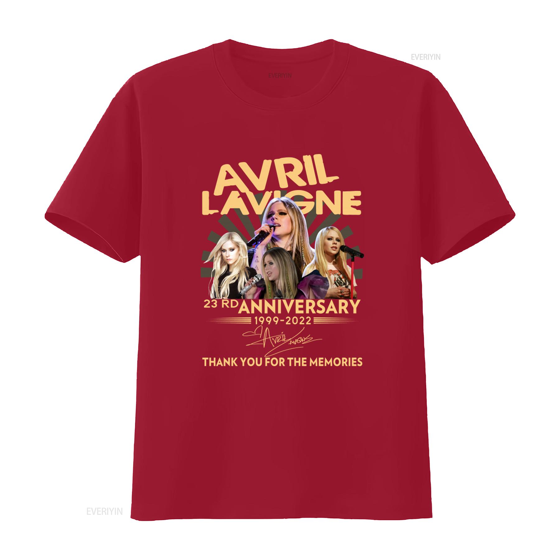 Avril Lavigne 23rd Anniversary 1999 2022 Thank You For The Memories Black T Shirt Full Size vintage Washed homme Stretched S
