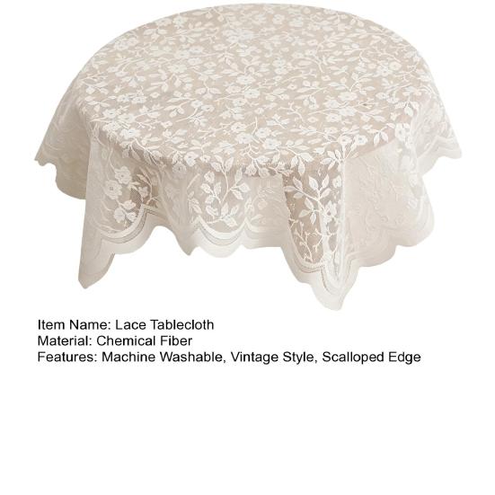 Yousheng Floral Lace Tablecloth, Square White Lace Doily, Vintage Scalloped Table Cover for Nightstand Coffee Table Tea Party Home Decor