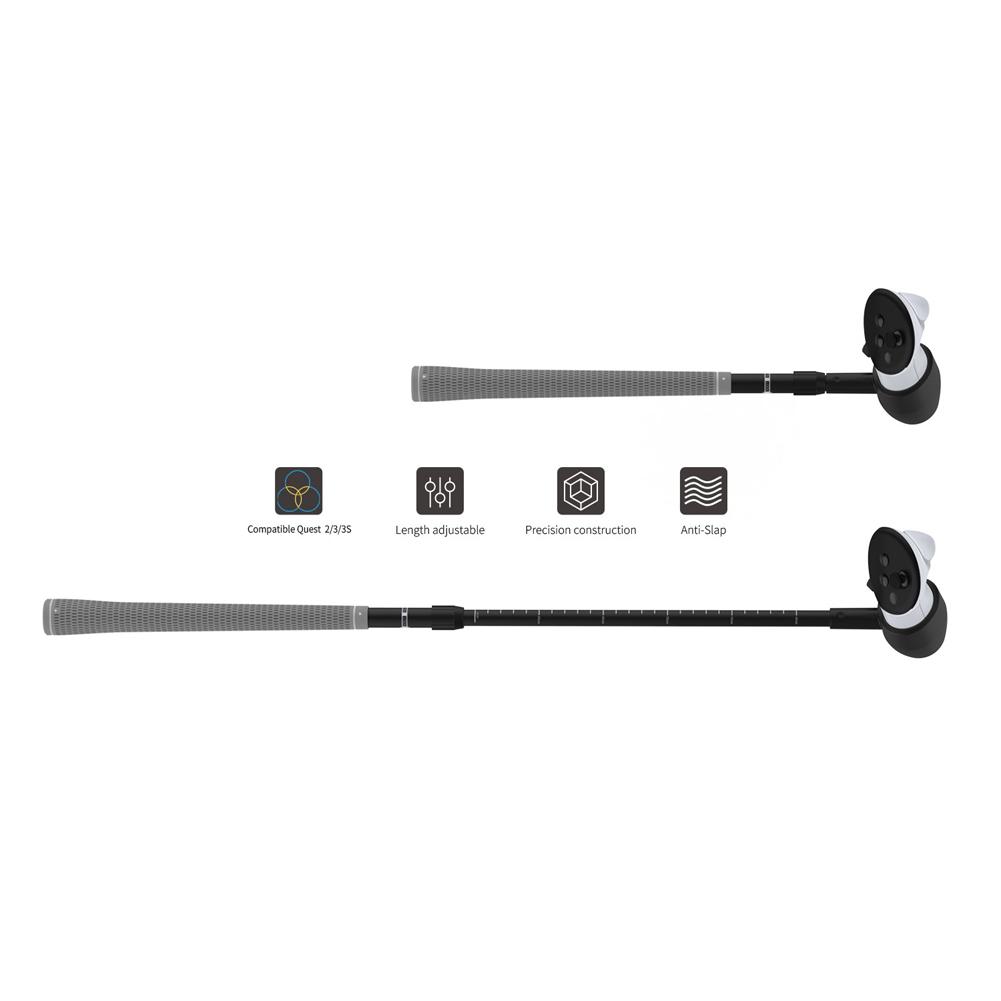 Non-Slip VR Golf Handle Grip For Quest 2 80° Keep Tracking Controller Grip Realistic VR Golf Simulator For Meta Quest 3S/Quest 3