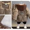 Kids Thick Winter Coat Boys Fleece Lined Down Jacket Washable Lambskin Outerwear Warm Padded Coat For Boys