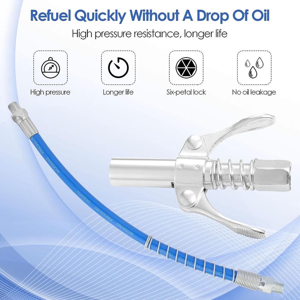 Grease Gun Clutch, Attachment, G Grease Gun Mouthpiece Coupler, Locking Pliers for All Types of Grease Guns, Easy To On And Off with 30cm Hose