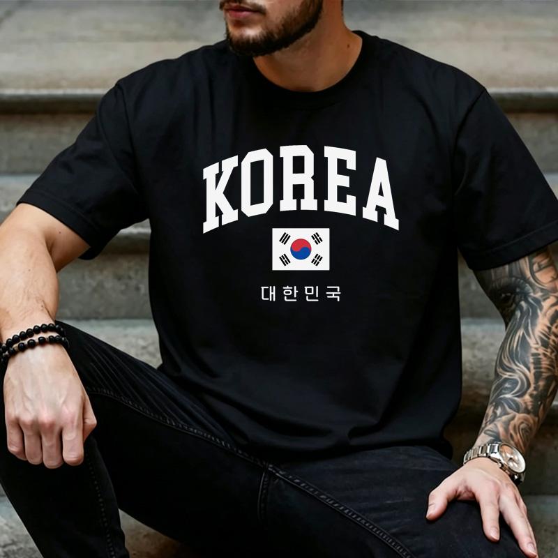 Unisex Varsity Korea Taegukgi Hangul Graphic T Shirt Korean National Pride Daily Streetwear Top