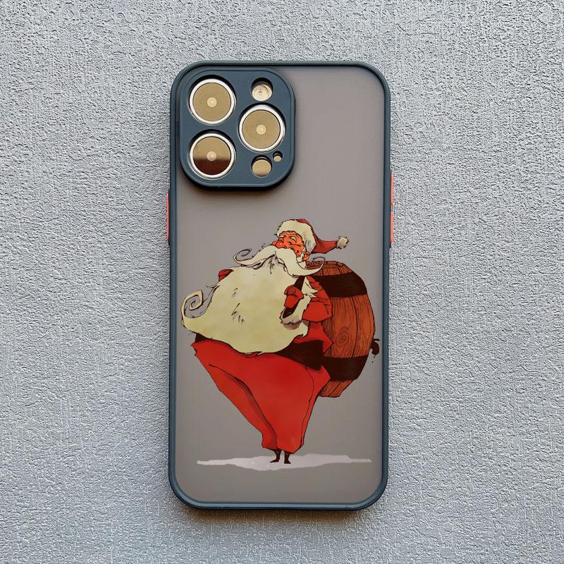 Coques de téléphone de Noël Cartoon de Luxe pour IPhone 11 12 13 Mini Pro Max 14 15 16 Pro Max Plus XS XR X Simple Père Noël Antichoc