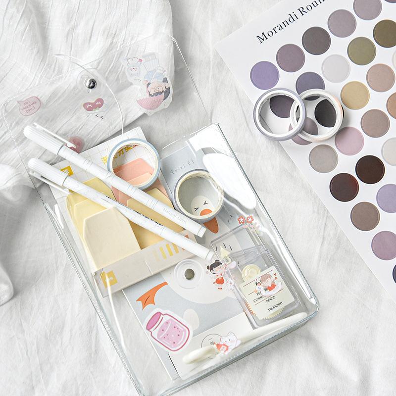 Data Receipt Storage Bag Stationery Transparent Winding Storage Bag Stationery Skincare Products Convenient To Hold