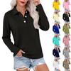Women's Casual Long Sleeve Button Down Color Lapel Blouse