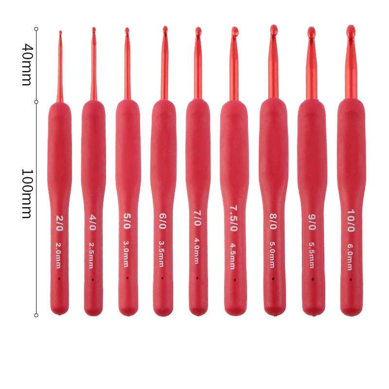 

9 шт./набор 2-10 мм крючки для вязания с матовой силиконовой ручкой из алюминия ручной работы DIY крючок для вязания свитера ткачества вязания швейного инструмента