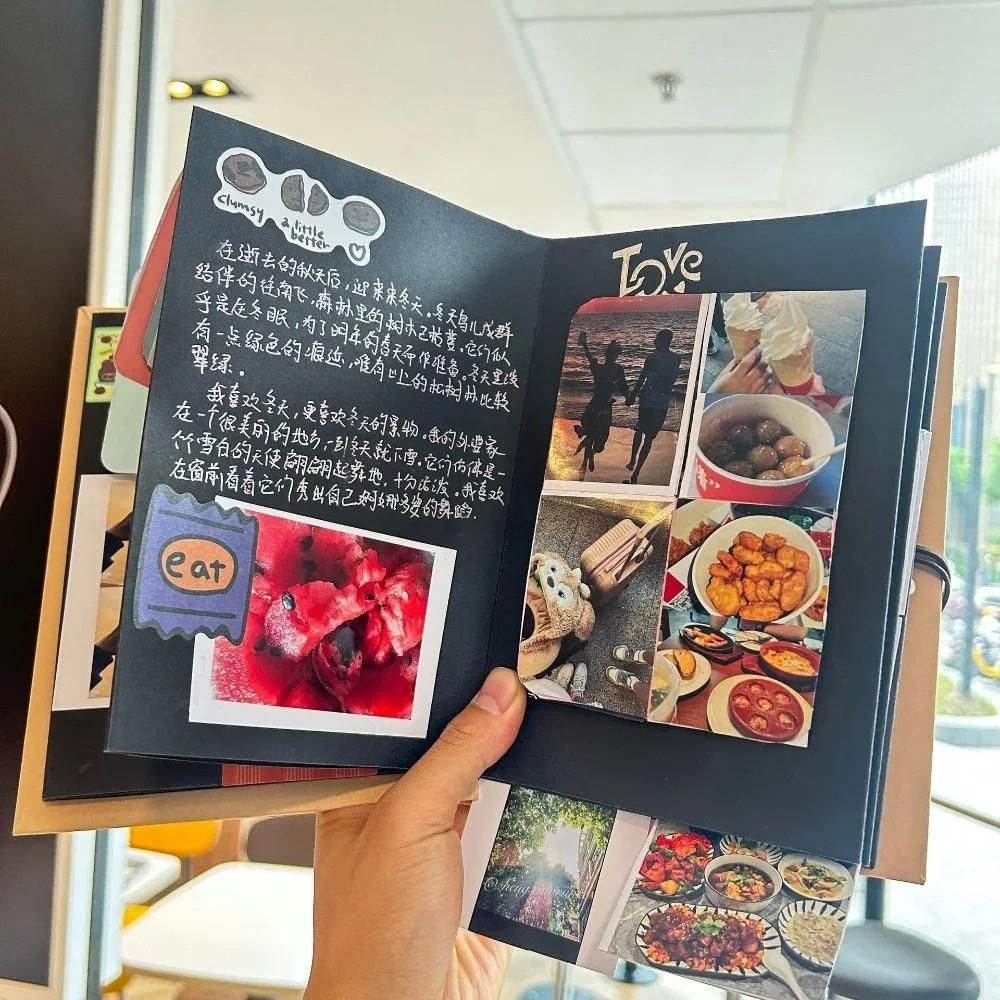 Adhesive Style Accordion Photo Album Retro Scrapbook Album Kraft Paper Album  Wedding Anniversary