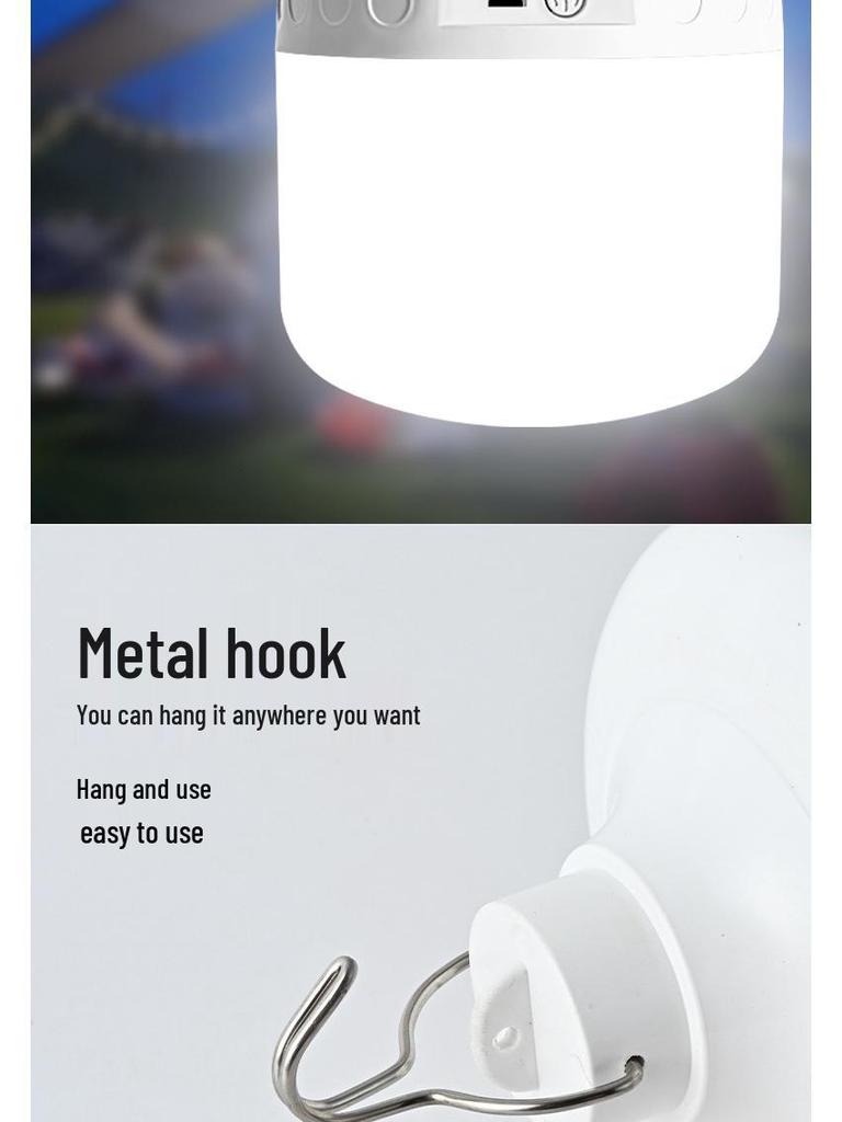 Super Bright LED Rechargeable Emergency Bulb for Outdoor Night Markets & Home Power Outages