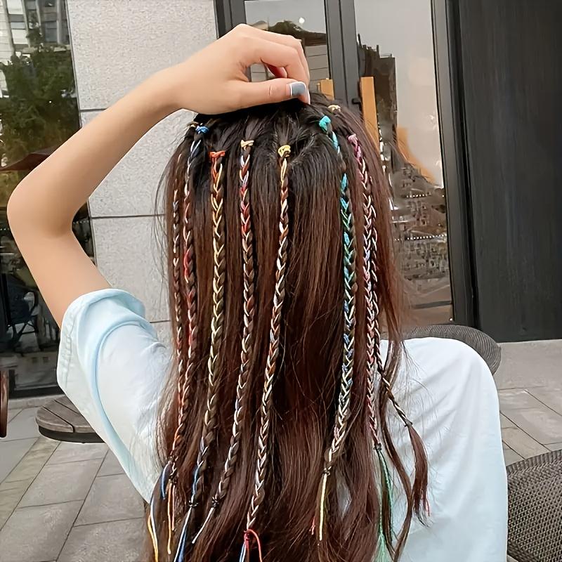 60Pcs Mixed Color Braided Hair Ropes for Colorful Hair DIY Sweet Hair Ropes Hair Accessories