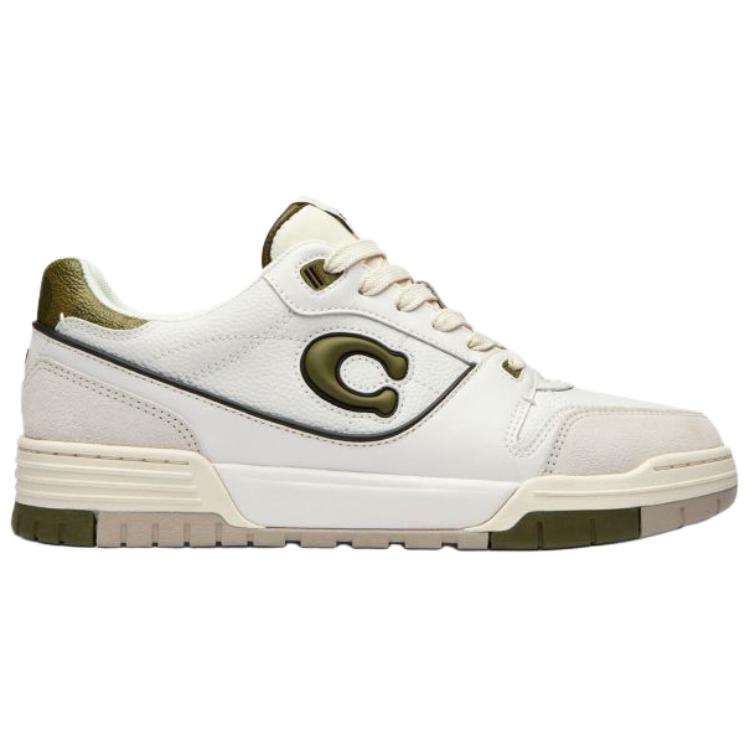 Coach Soho Cowhide Leather Round Toe Lace-Up Low-Top Sneakers Women sneakers White Green CCI28-YFV