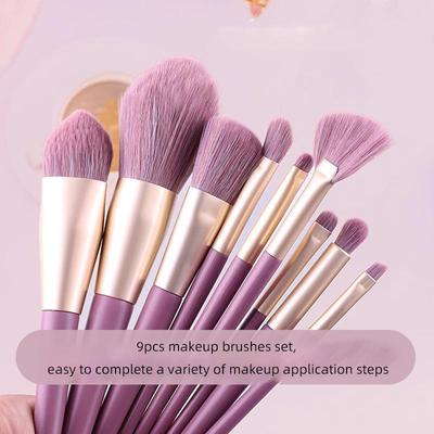 Set de 9 Pinceles de Maquillaje Morado Pincel para Sombra de Ojos Pincel para Colorete Set de Pinceles para Base de Maquillaje