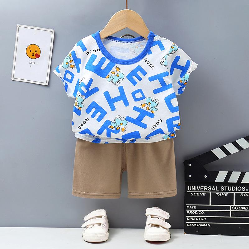 Korean Style Summer Cotton Outfit: Boys' Shorts and Girls' Short-Sleeve Set