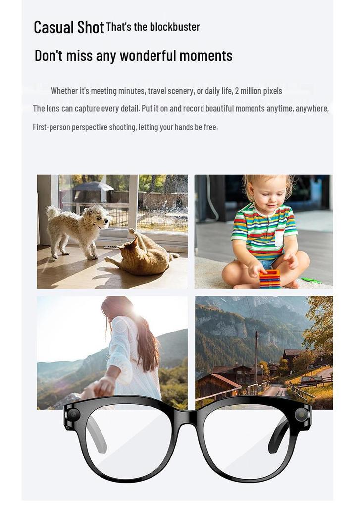 M89 WheatAI Smart Glasses: Bluetooth Calling, 200W Pixel Camera, Anti-shake, AI Translation, Music Playback