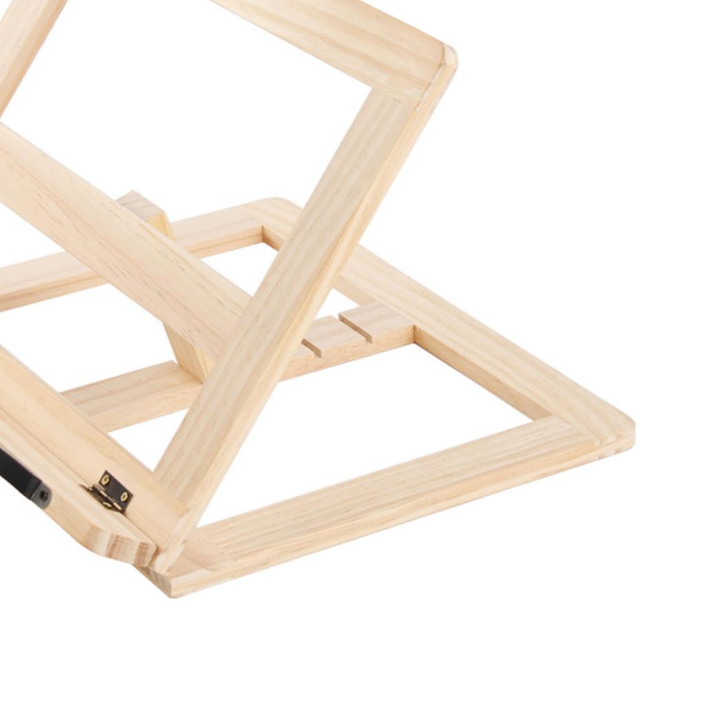 Wooden Book Stand Adjustable Book Holder Reading Stand Recipe Cookbook Holder for Kid Adult Home Iron Clip