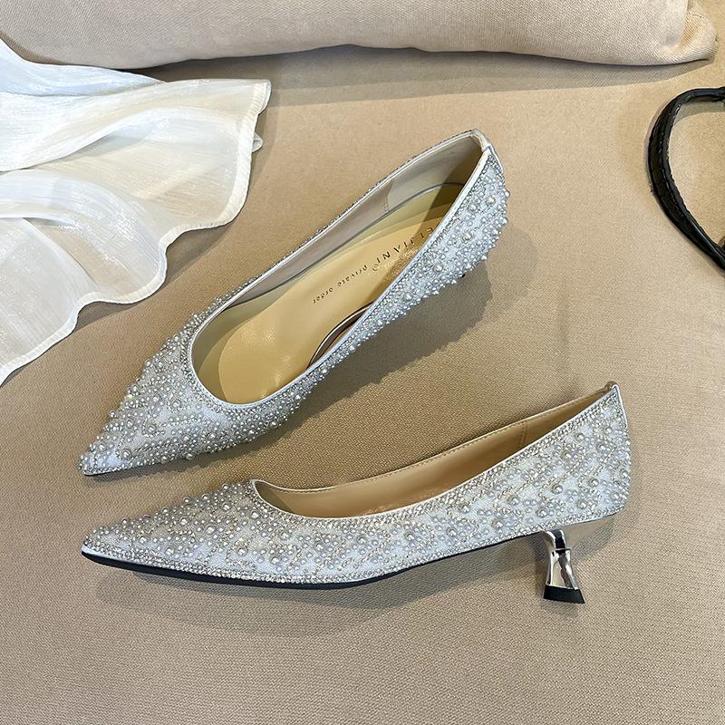 

Новые туфли-лодочки со стразами на высоком каблуке для свадьбы, премиум-класса, для подружек невесты, не утомляют, свадебное платье, свадебная обувь для невесты, одинарные туфли 39