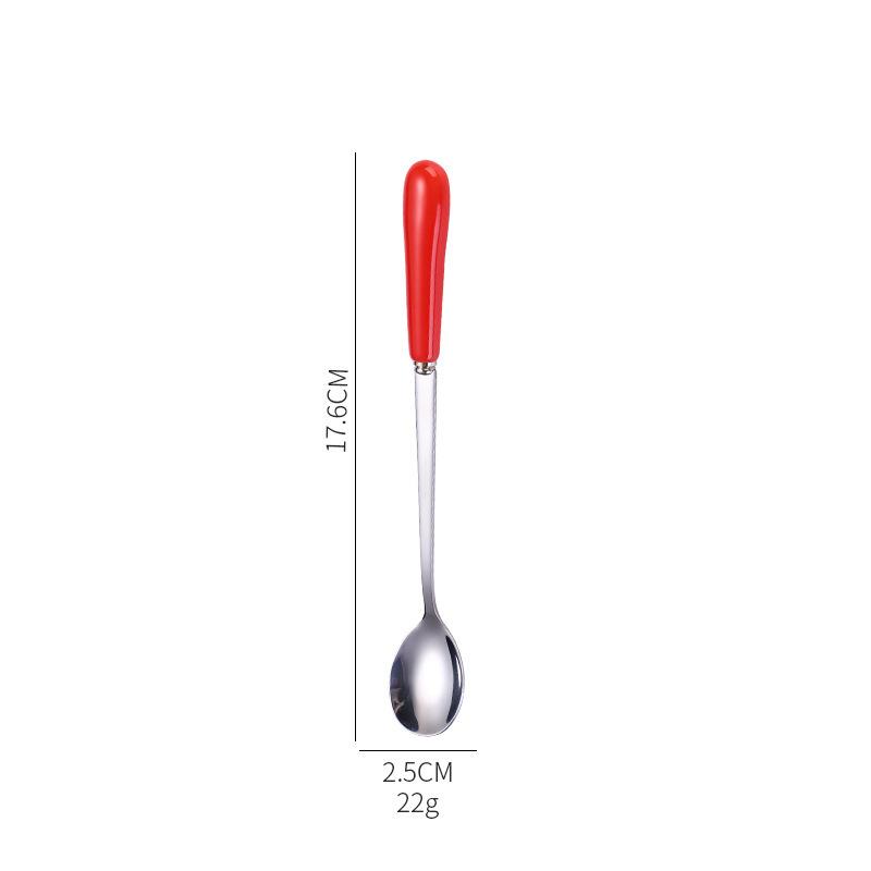 Dessert Espresso Ceramic Handle Stainless Steel Teaspoon Stirrer Coffee Spoons Stirring Tool
