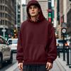 Men Hoodie Solid Color Sweatshirt with Hood Large Front Pocket Thickened Warm Pullover for Autumn Winter Street Sports Wear