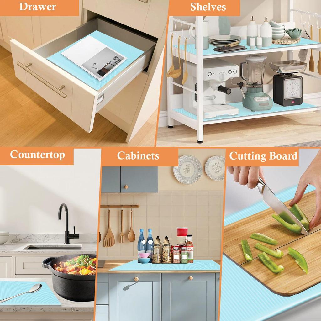 Fridge Liners 4 Pieces Non-Adhesive Refrigerator Liner Spillproof Fridge Mats for Kitchen Closet Home Apartment Drawer Cabinet