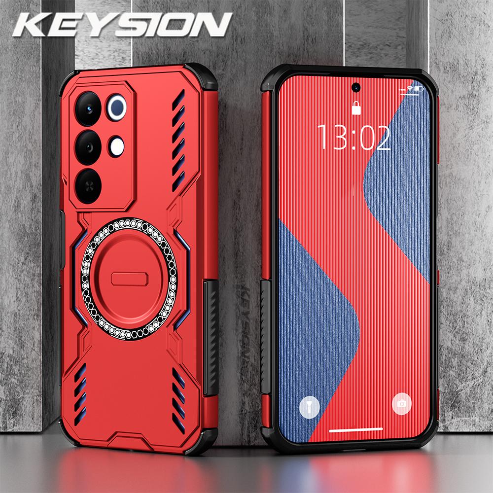 KEYSION Hollow Heat Dissipation Case for Realme C85 5G Silicone+PC Magnetic Cooling Shockproof Phone Cover for OPPO Realme C85