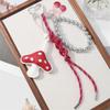 Braided PU Leather Cord Keychain With Mushroom/Heart Charm Elegant Metal Accessory For Bags Backpacks Gifts